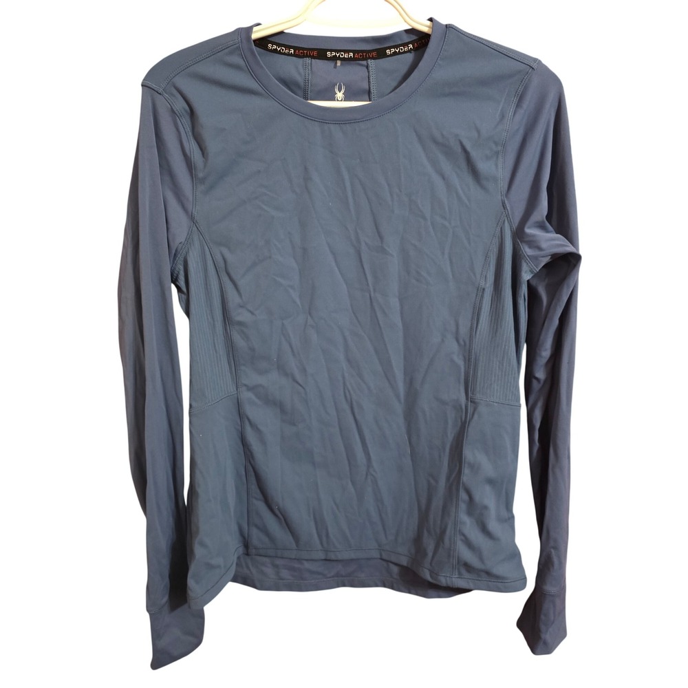 Spyder Active Womens Long Sleeve Performance Top Blue Size Medium Zip Pocket